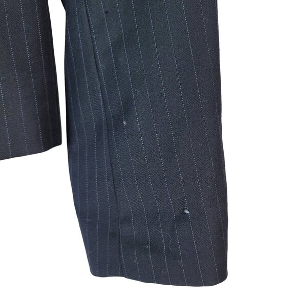 J. Crew Pinstripe Blazer Blue Size 4 Tall Notch 3-Button Single Super 120s Wool - Picture 10 of 10